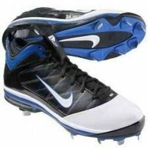 Mens Baseball Cleats Nike Air Max 16 Black White Leather Lightweight Metal Shoes